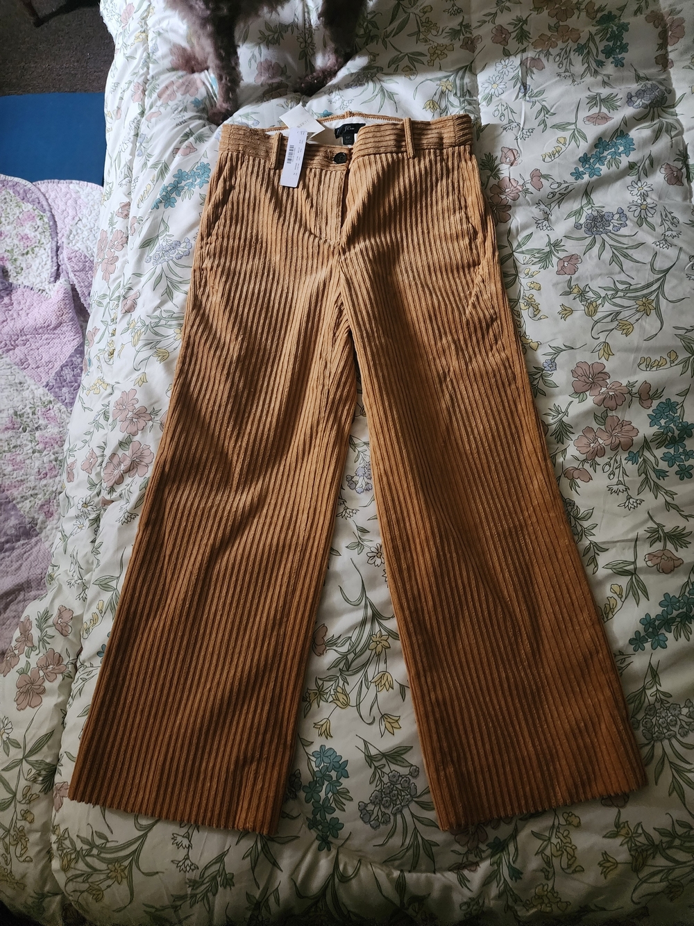 J. Crew Women's Corduroy Ankle-Length Wide-Leg Pants in Camel